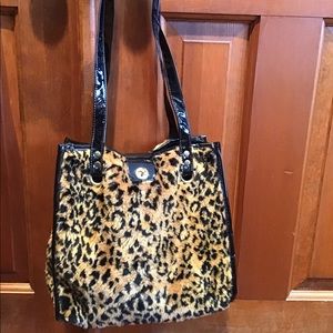 Vegan plush cheetah print purse
